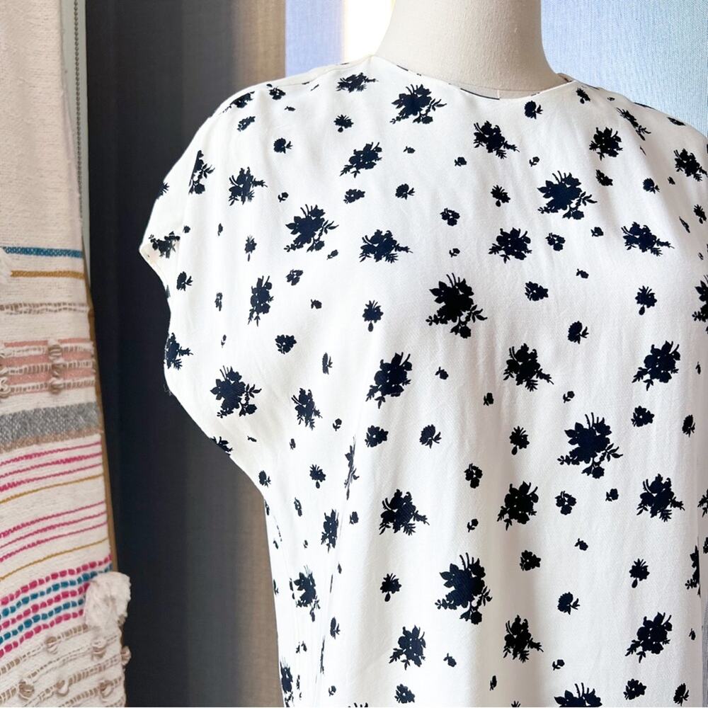 & Other Stories White Black Floral Short Sleeve Mini Dress Women’s Size 4 - Picture 2 of 9